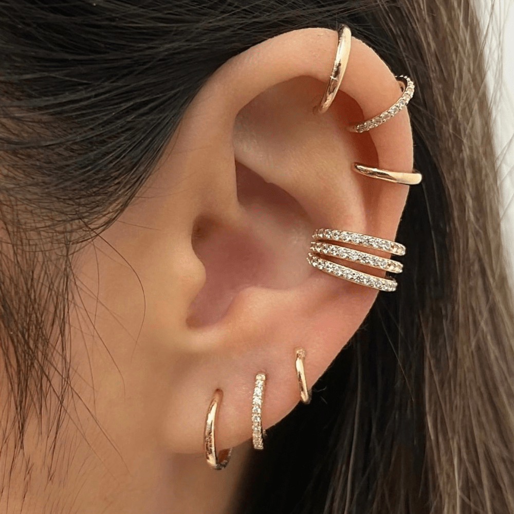 Cuffs: Gold-plated ear cuff Perfect for trendy piercings - Lulu Ave Body Jewelery