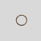 14k Big crystal FF hinged ring - Lulu Ave Body Jewelery