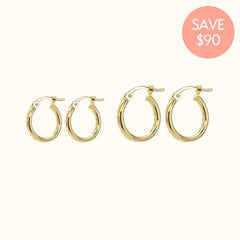 14k Classic Hoops Set - Hoops - Lulu Ave Body Jewelery