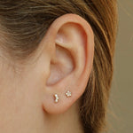 14k Crescent Moon Flat back Earring - Threadless - Lulu Ave Body Jewelery