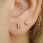 14k Crescent Moon Flat back Earring - Threadless - Lulu Ave Body Jewelery