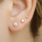 14k Crystal Prong Flat back Earring - Threadless - Lulu Ave Body Jewelery