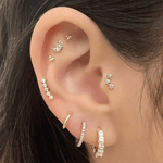 14k Three Prong Cluster Flat back Earring - Threadless - Lulu Ave Body Jewelery