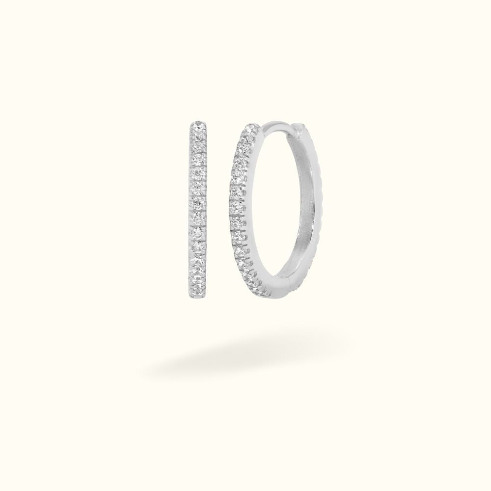 14k White Gold Large Crystal Huggies - Huggies - Lulu Ave Body Jewelery