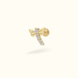 14k Yellow Gold Crystal Dragonfly Flat Back - Earrings - Lulu Ave Body Jewelery