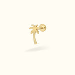 14k Yellow Gold Palm Tree Flat Back - Earrings - Lulu Ave Body Jewelery