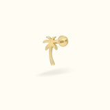 14k Yellow Gold Palm Tree Flat Back - Earrings - Lulu Ave Body Jewelery
