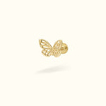 14k Yellow Gold Solid Butterfly Flat Back - Earrings - Lulu Ave Body Jewelery