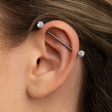 Titanium Crystal Bezel Push-Back Industrial Barbell - Lulu Ave Body Jewelery