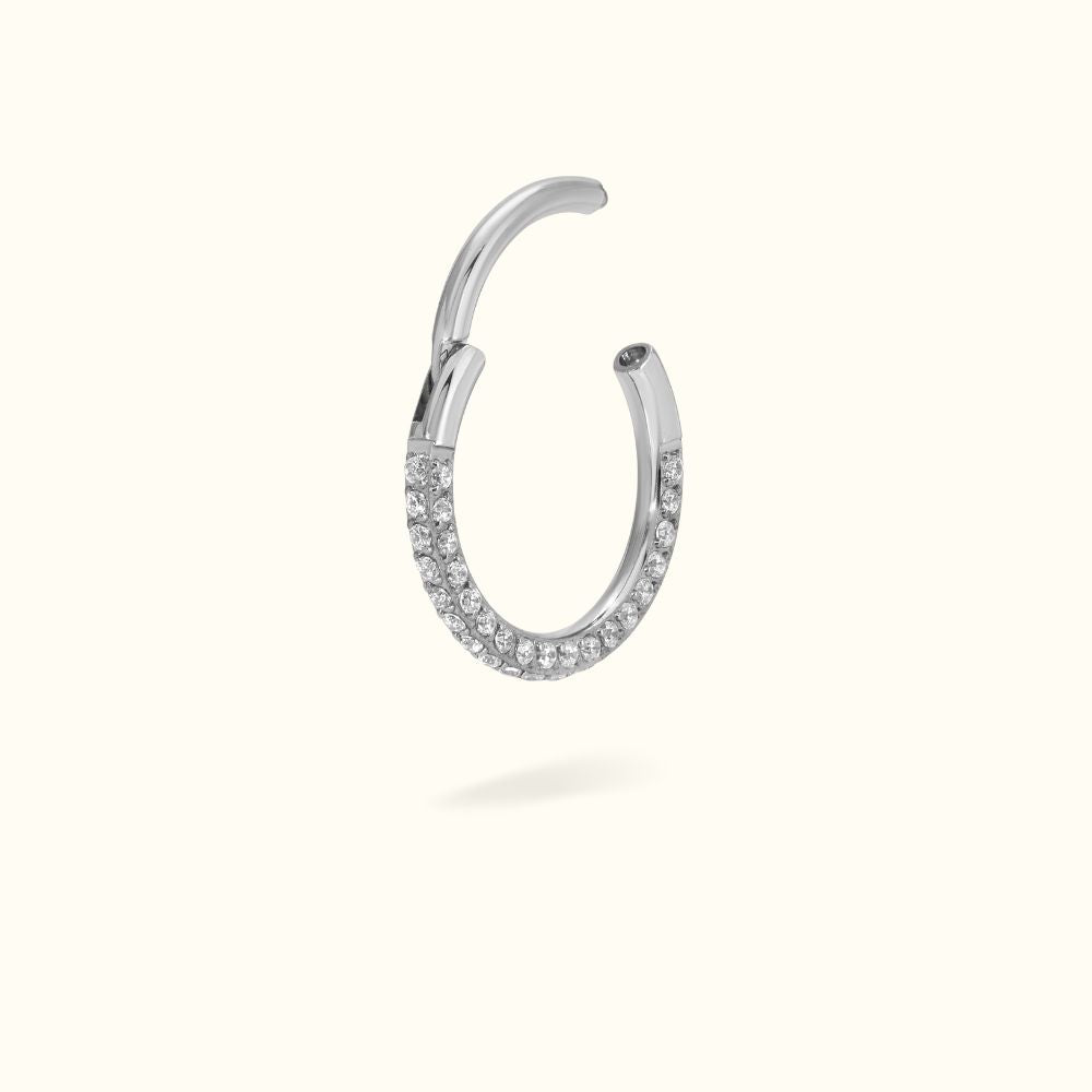 Titanium Full Crystal Hinge Ring - Hinged Ring - Lulu Ave Body Jewelery