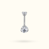 Titanium Crystal Prong Navel Barbell - Belly Rings - Lulu Ave Body Jewelery