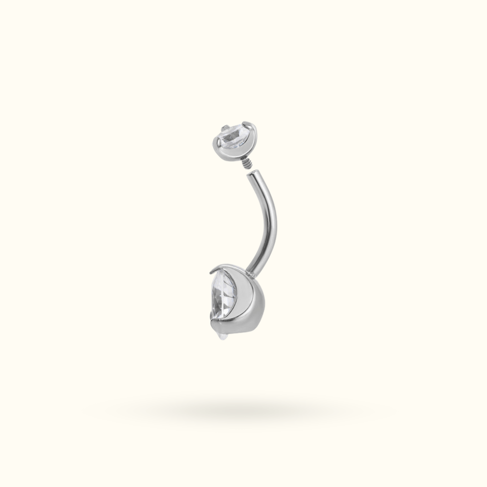 Titanium Crystal Prong Navel Barbell - Belly Rings - Lulu Ave Body Jewelery