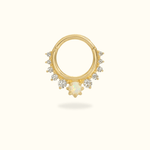 14k Crystal & Opal Hinged Ring - Lulu Ave Body Jewelery