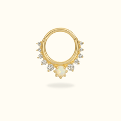 14k Crystal & Opal Hinged Ring - Lulu Ave Body Jewelery