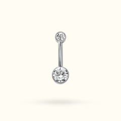 Titanium Flat Crystal Navel Barbell - Belly Rings - Lulu Ave Body Jewelery