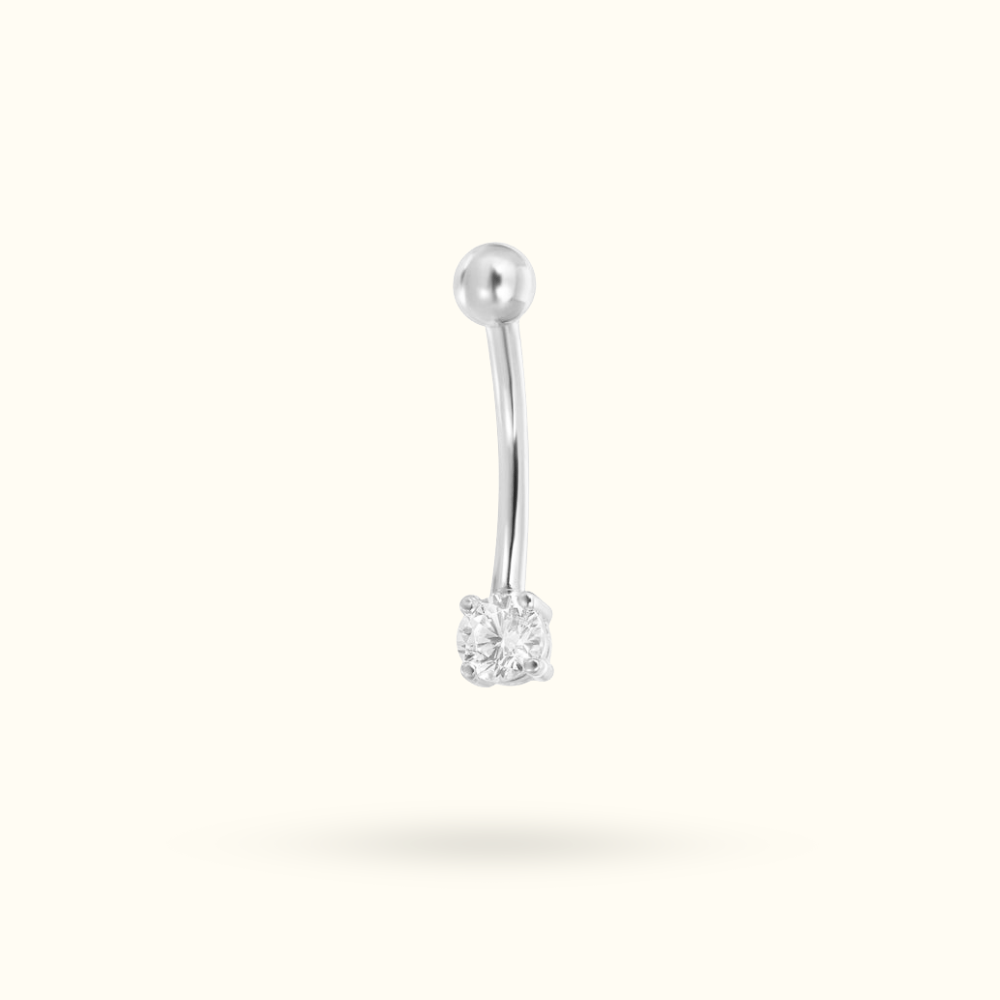 14k Crystal Bezel Rook Barbell - Rook - Lulu Ave Body Jewelery