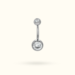 Titanium Crystal Bezel Navel Barbell - Belly Rings - Lulu Ave Body Jewelery