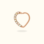Rose Gold Pave Opal Daith Heart - Lulu Ave Body Jewelery