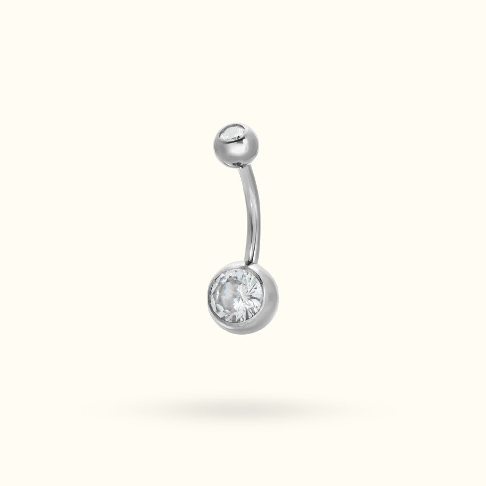 Titanium Crystal Bezel Navel Barbell - Belly Rings - Lulu Ave Body Jewelery