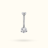 Titanium Small Crystal Prong Navel Barbell - Belly Rings - Lulu Ave Body Jewelery