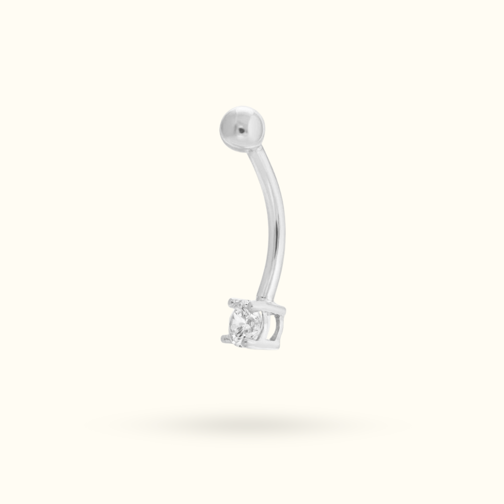 14k Crystal Bezel Rook Barbell - Rook - Lulu Ave Body Jewelery