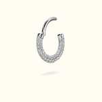 Titanium Front Crystal Double Row Hinged Ring - Lulu Ave Body Jewelery