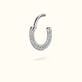 Titanium Front Crystal Double Row Hinged Ring - Lulu Ave Body Jewelery