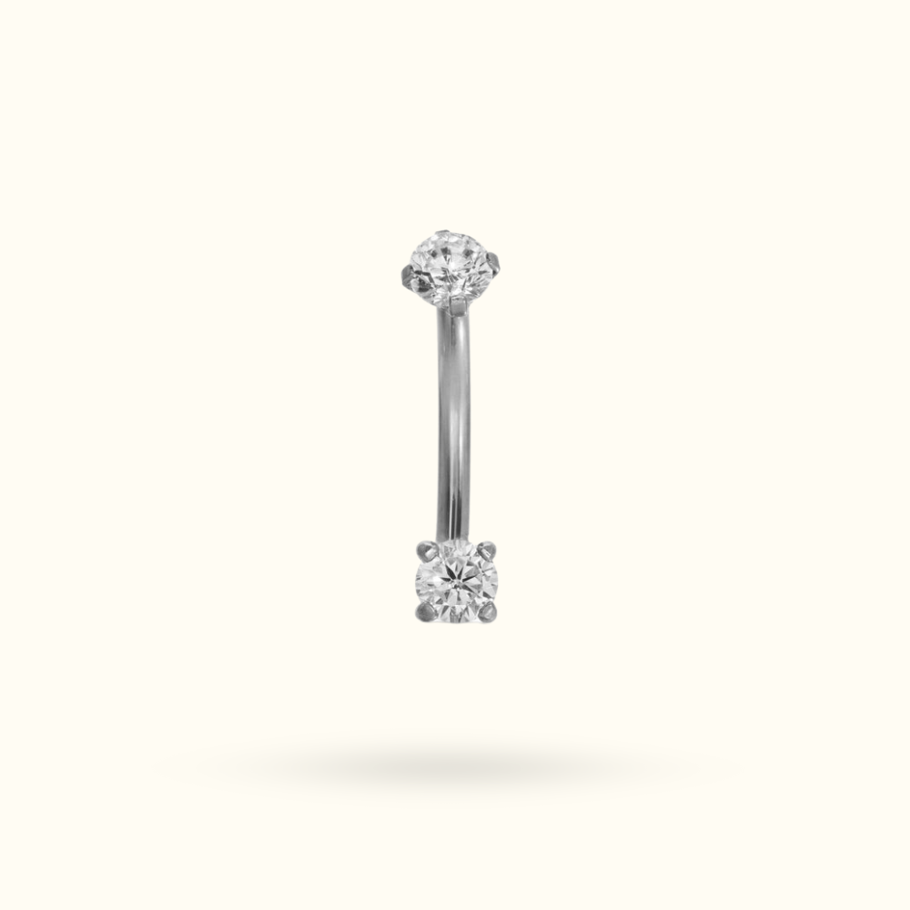 Titanium Crystal Prong Push-Back Curve Rook Barbell - Lulu Ave Body Jewelery