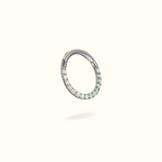 Titanium Prong Front Opal Hinged Ring - Lulu Ave Body Jewelery