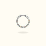 Titanium Prong Front Opal Hinged Ring - Lulu Ave Body Jewelery