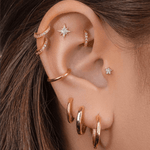 14k Crystal Star Single Earring - Threadless - Lulu Ave Body Jewelery