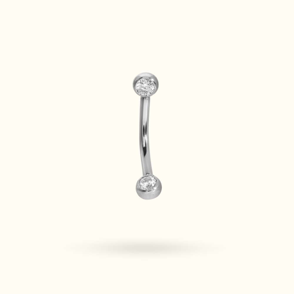 Titanium Crystal Curve Push-Back Rook Barbell - Lulu Ave Body Jewelery