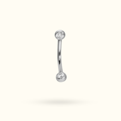Titanium Crystal Curve Push-Back Rook Barbell - Lulu Ave Body Jewelery