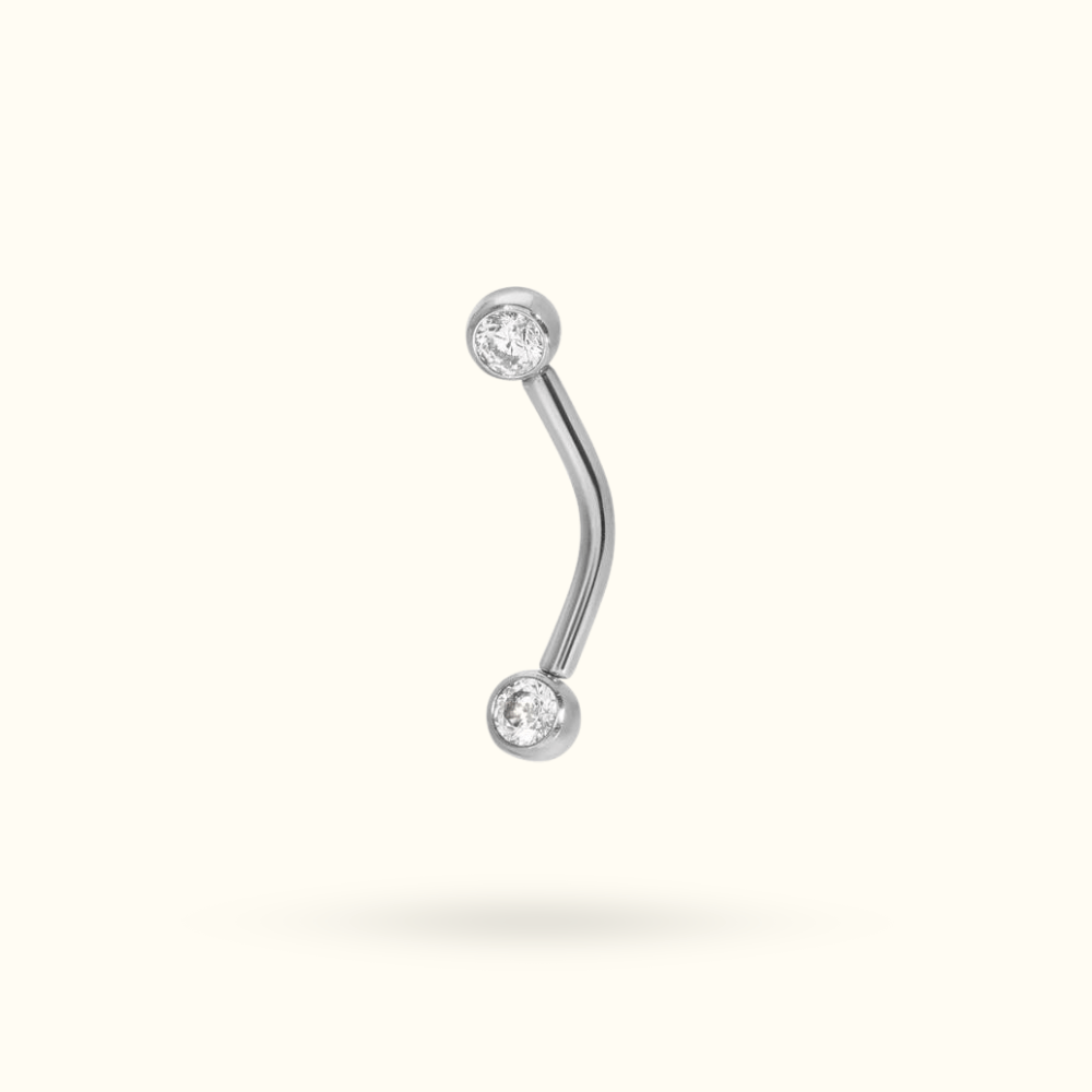 Titanium Crystal Curve Push-Back Rook Barbell - Lulu Ave Body Jewelery