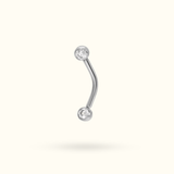 Titanium Crystal Curve Push-Back Rook Barbell - Lulu Ave Body Jewelery