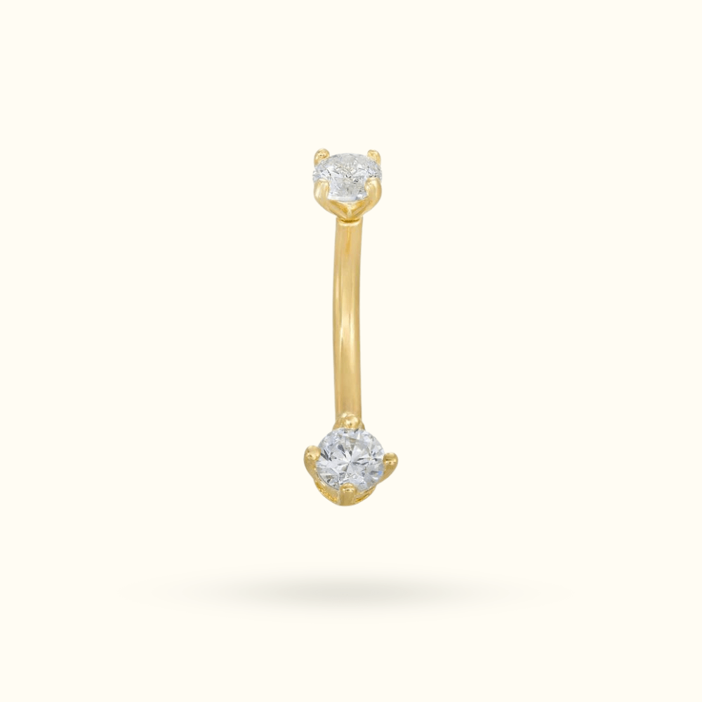 14k Crystal Rook Barbell - Rook - Lulu Ave Body Jewelery