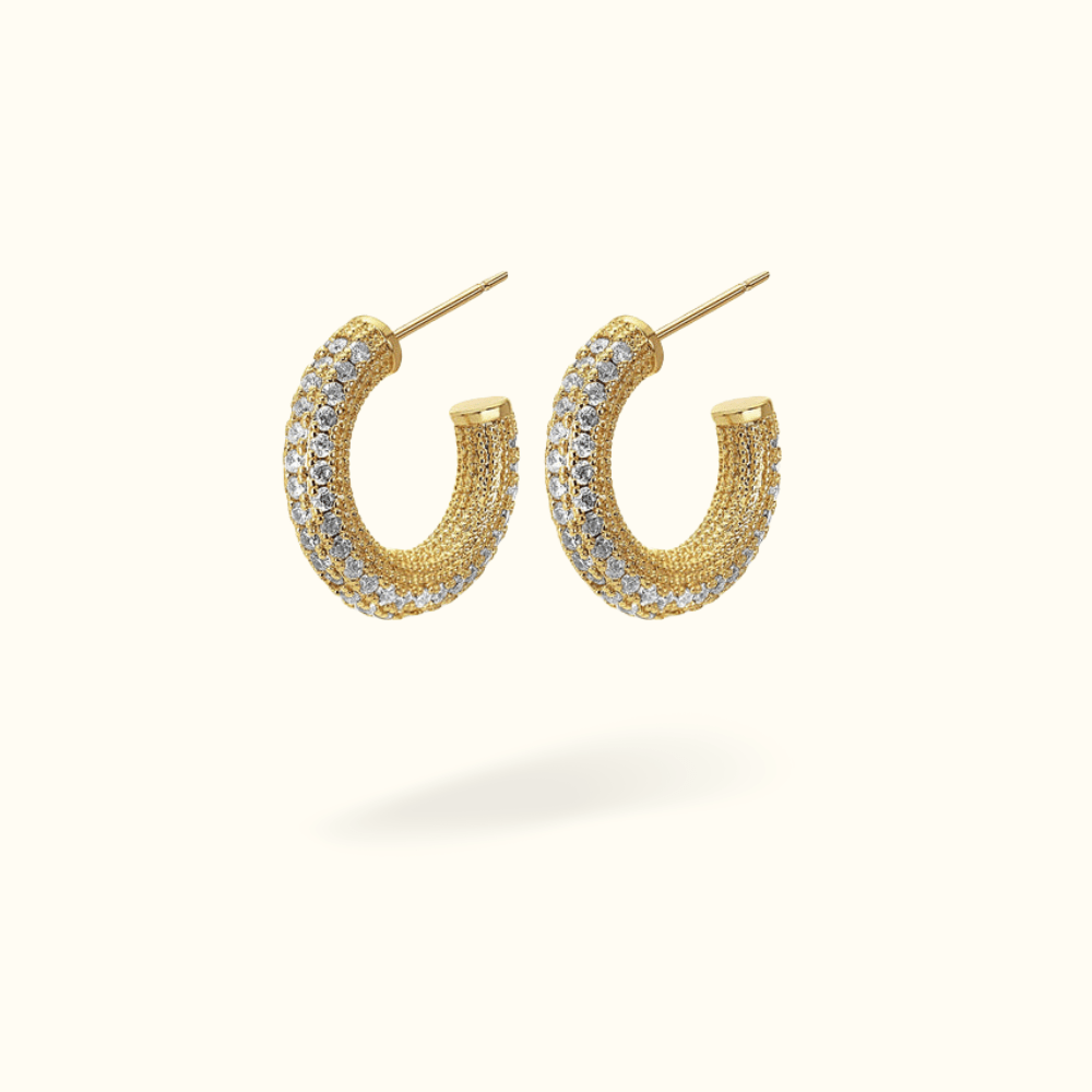 Triple Row Crystal Pave Hoops - Lulu Ave Body Jewelery