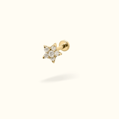 14k Crystal Star Single Earring - Threadless - Lulu Ave Body Jewelery