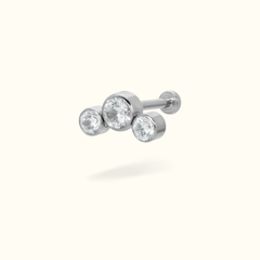 Titanium Three Crystal Cluster Single Earring - Threadless - Lulu Ave Body Jewelery