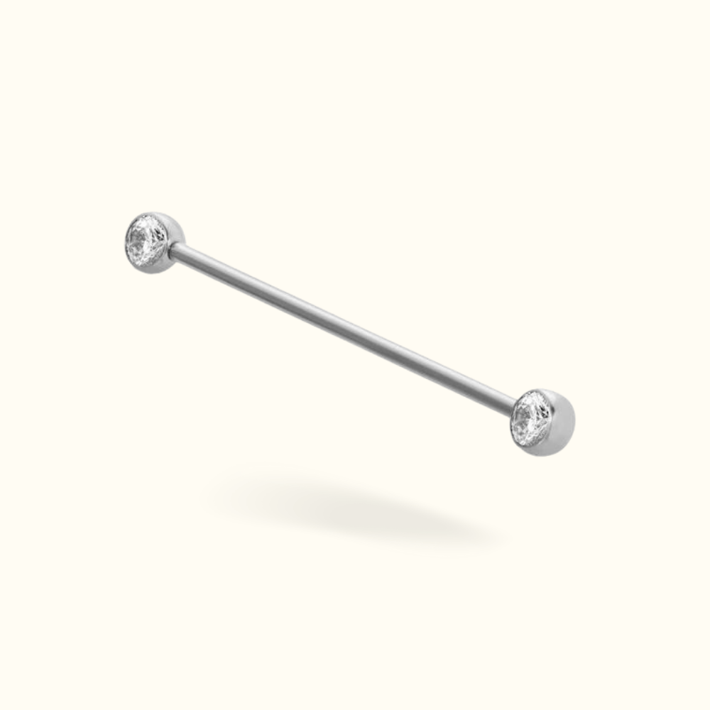 Titanium Crystal Bezel Push-Back Industrial Barbell - Lulu Ave Body Jewelery
