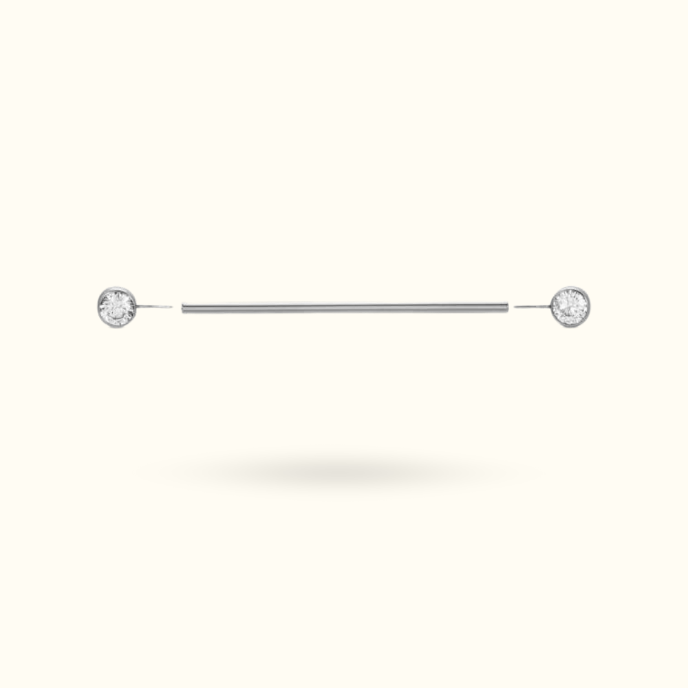 Titanium Crystal Bezel Push-Back Industrial Barbell - Lulu Ave Body Jewelery