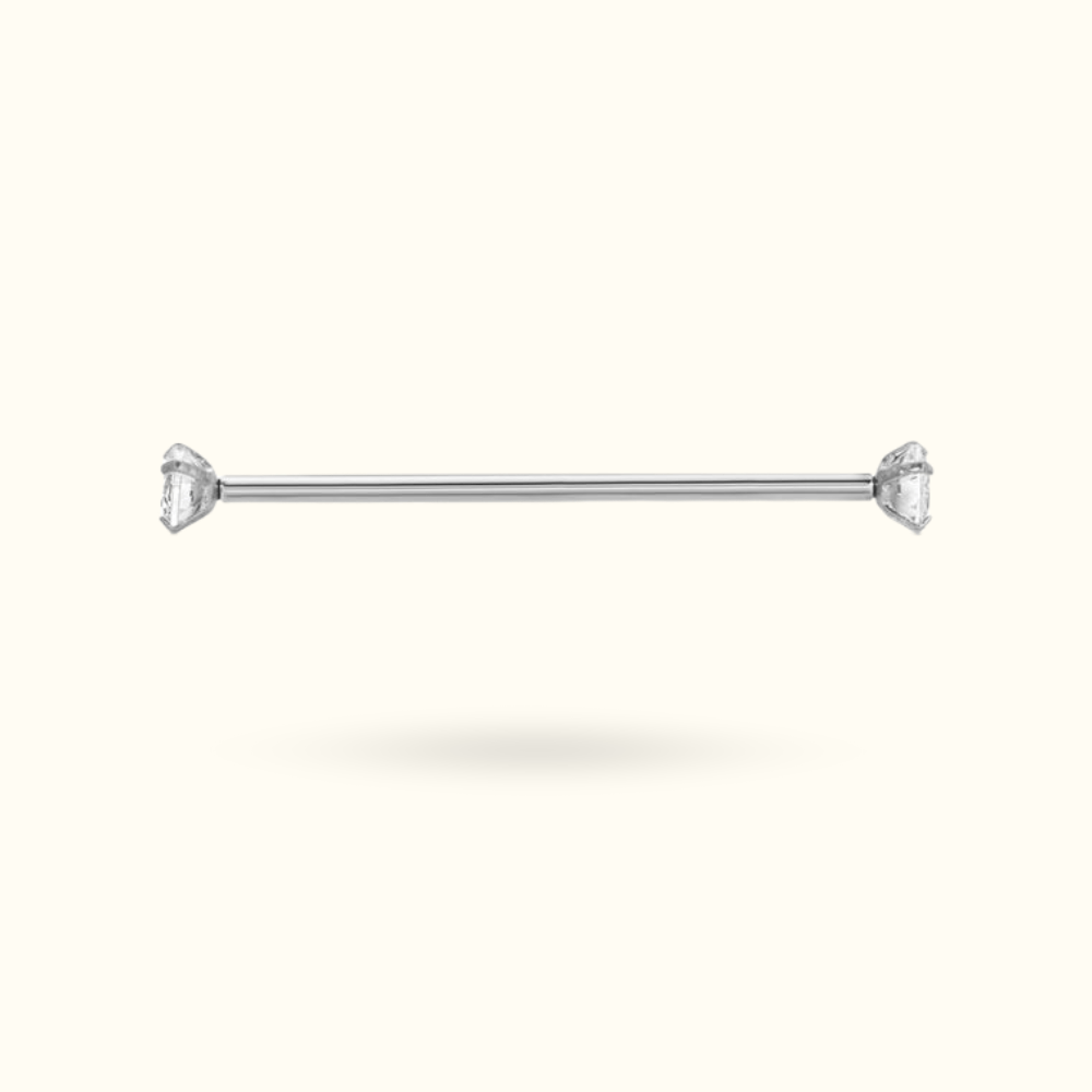Titanium Crystal Prong Industrial Barbell - Lulu Ave Body Jewelery