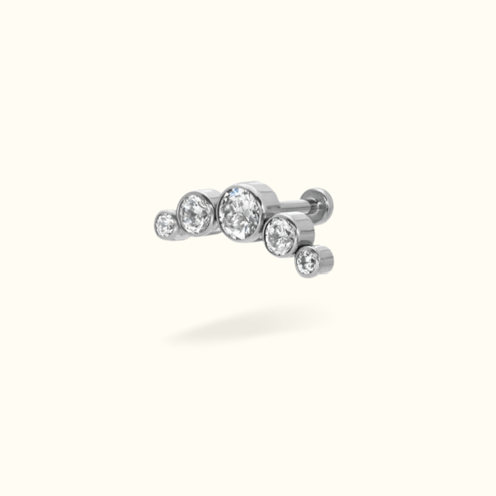 Titanium Crystal Cluster Single Earring - Threadless - Lulu Ave Body Jewelery