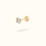 14k Crystal Prong Single Earring - Threadless - Lulu Ave Body Jewelery