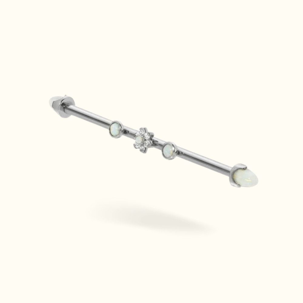 Titanium Opal Flower Cone Industrial Barbell - Lulu Ave Body Jewelery