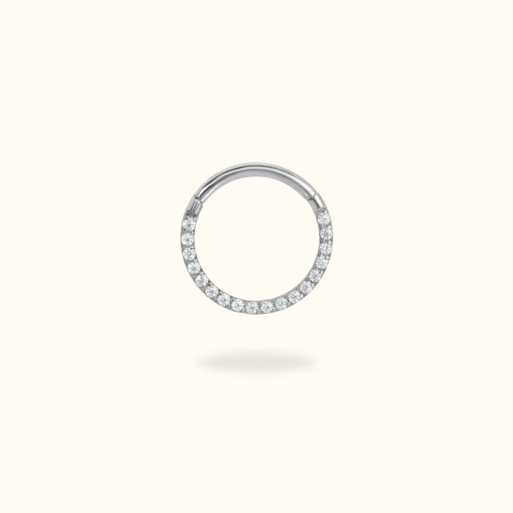 Titanium Front Crystal Hinged Ring - Lulu Ave Body Jewelery