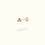 14k Tri-Ball Single Earring - Threadless - Lulu Ave Body Jewelery