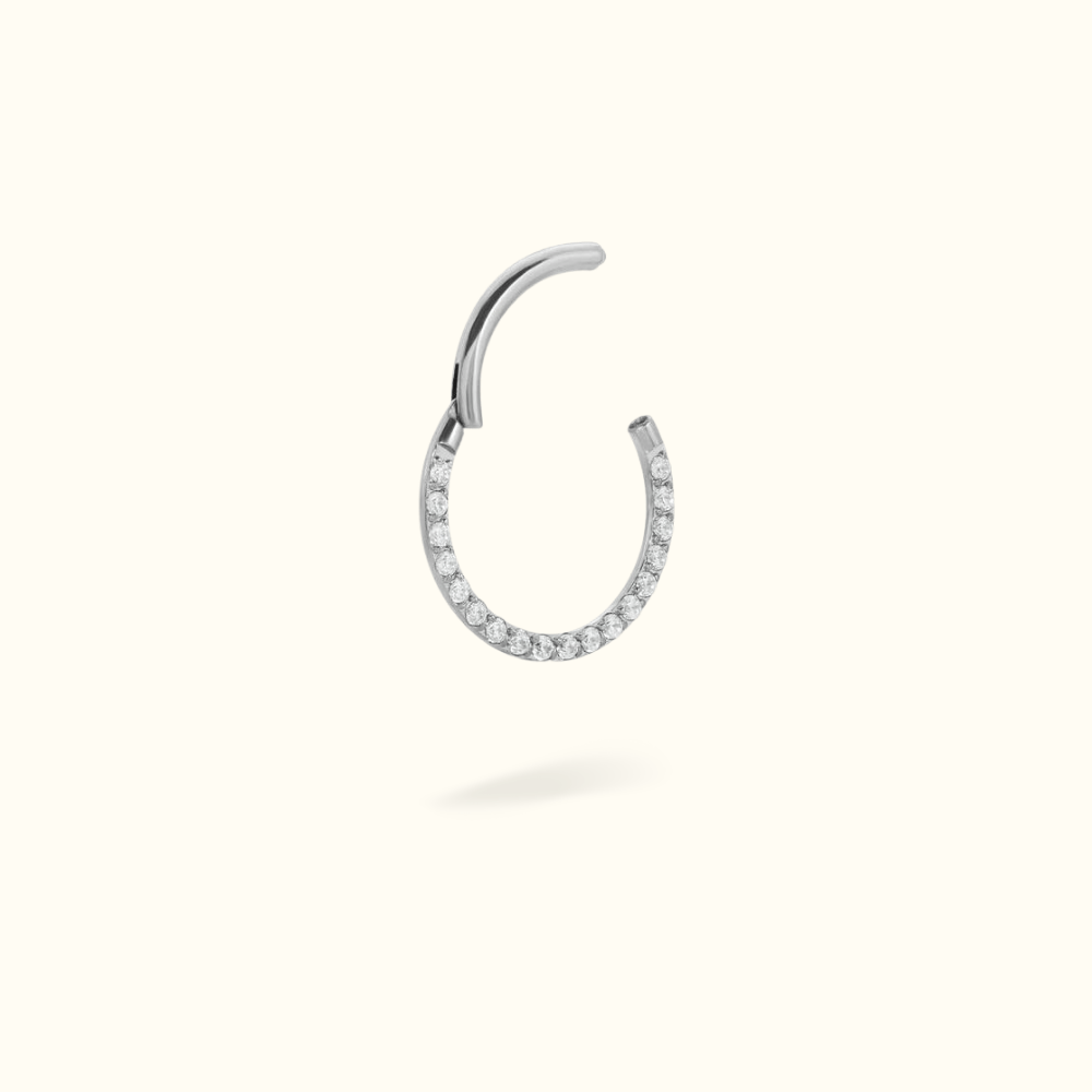 Titanium Front Crystal Hinged Ring - Lulu Ave Body Jewelery