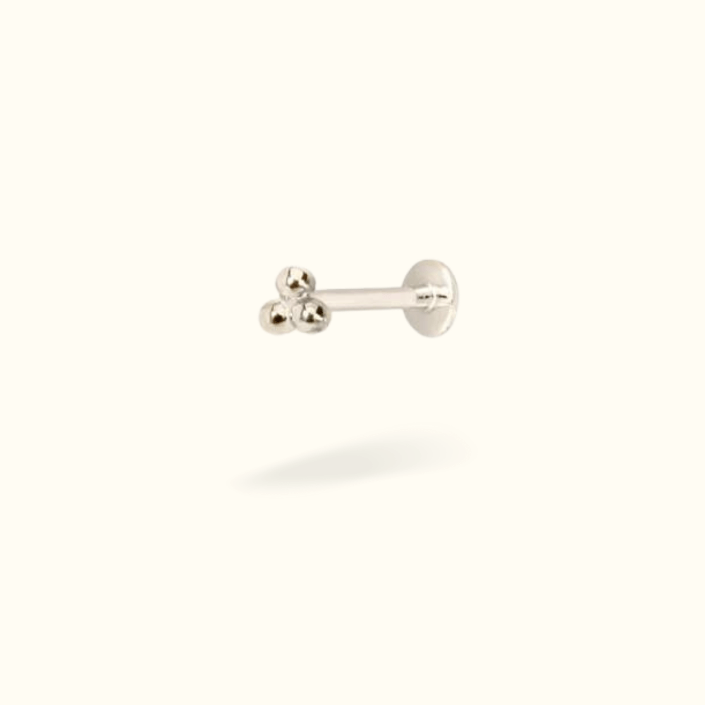 14k Tri-Ball Single Earring - Threadless - Lulu Ave Body Jewelery