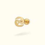 14k Cancer Zodiac Single Earring - Threadless - Lulu Ave Body Jewelery
